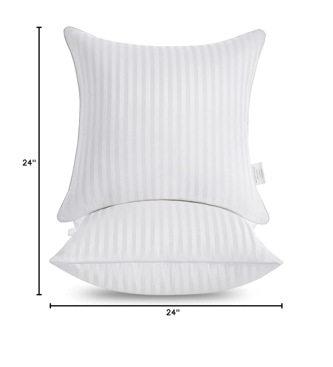 Oubonun 24 x 24 Throw Pillow Inserts, Firm and Fluffy Decorative Square Pillows for Couch Bed Sofa with Soft Cotton Cover White Cushion with Down Alternative Pack of 2