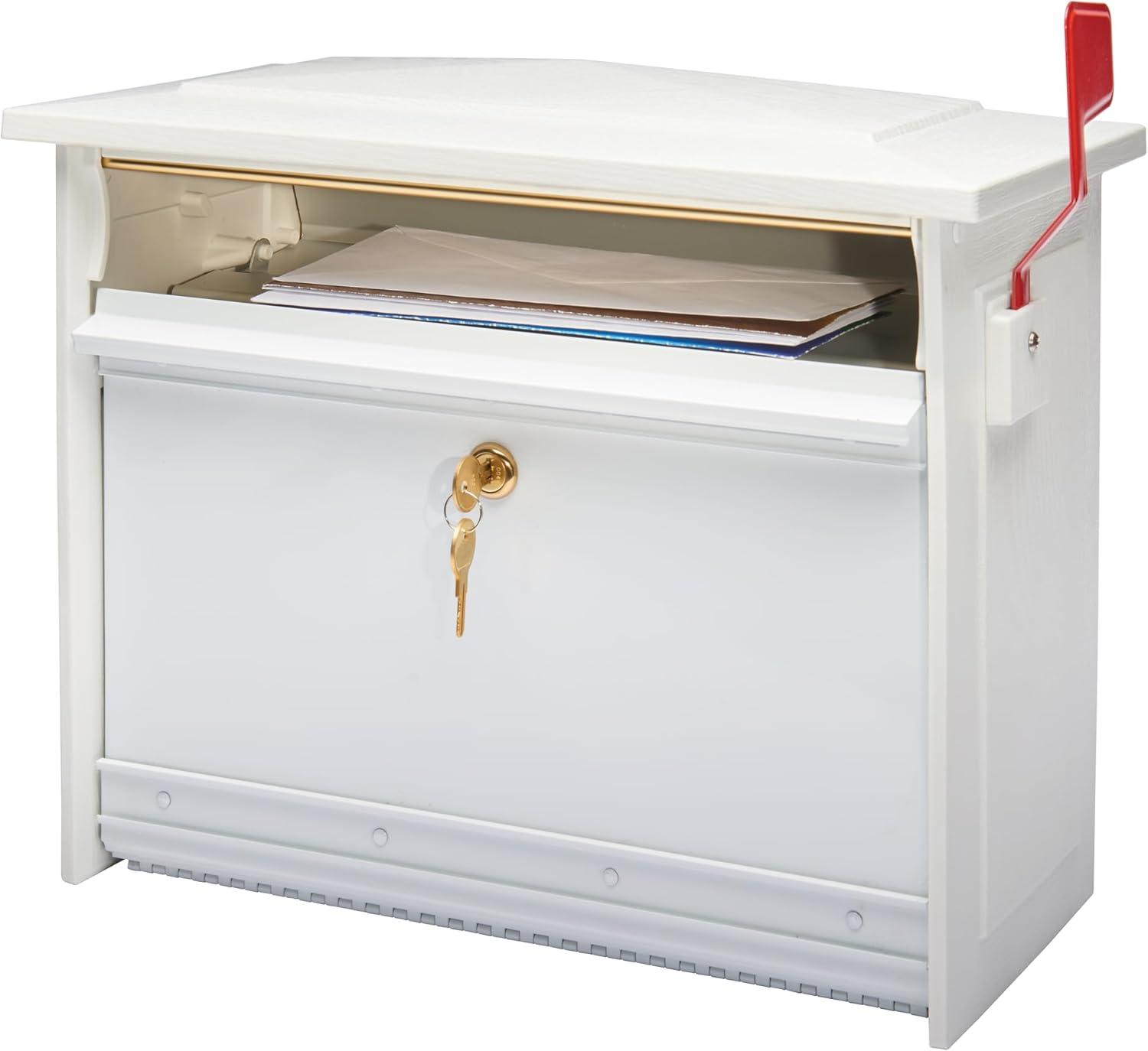 Architectural Mailboxes Mailsafe Locking, Plastic, Medium, Wall-Mount Mailbox in White