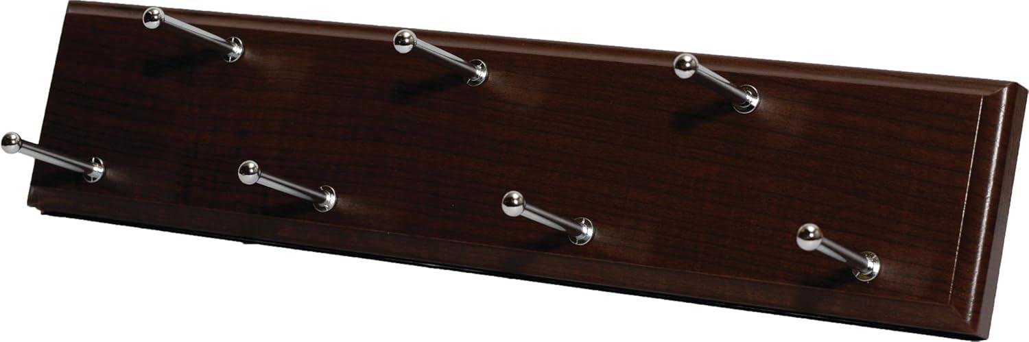 Espresso Wood Sliding Belt Rack with Chrome Hooks