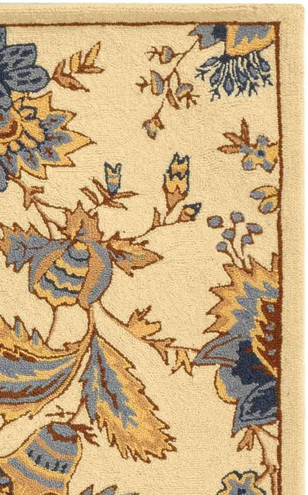 Ivory Floral Handmade Wool Area Rug, 1'8" x 2'6"