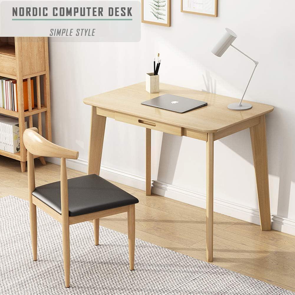 IOTXY Solid Wood Writing Desk - Home Office Workbench Desk with Drawer, 31.5" Width Laptop Computer Work Study Table in White