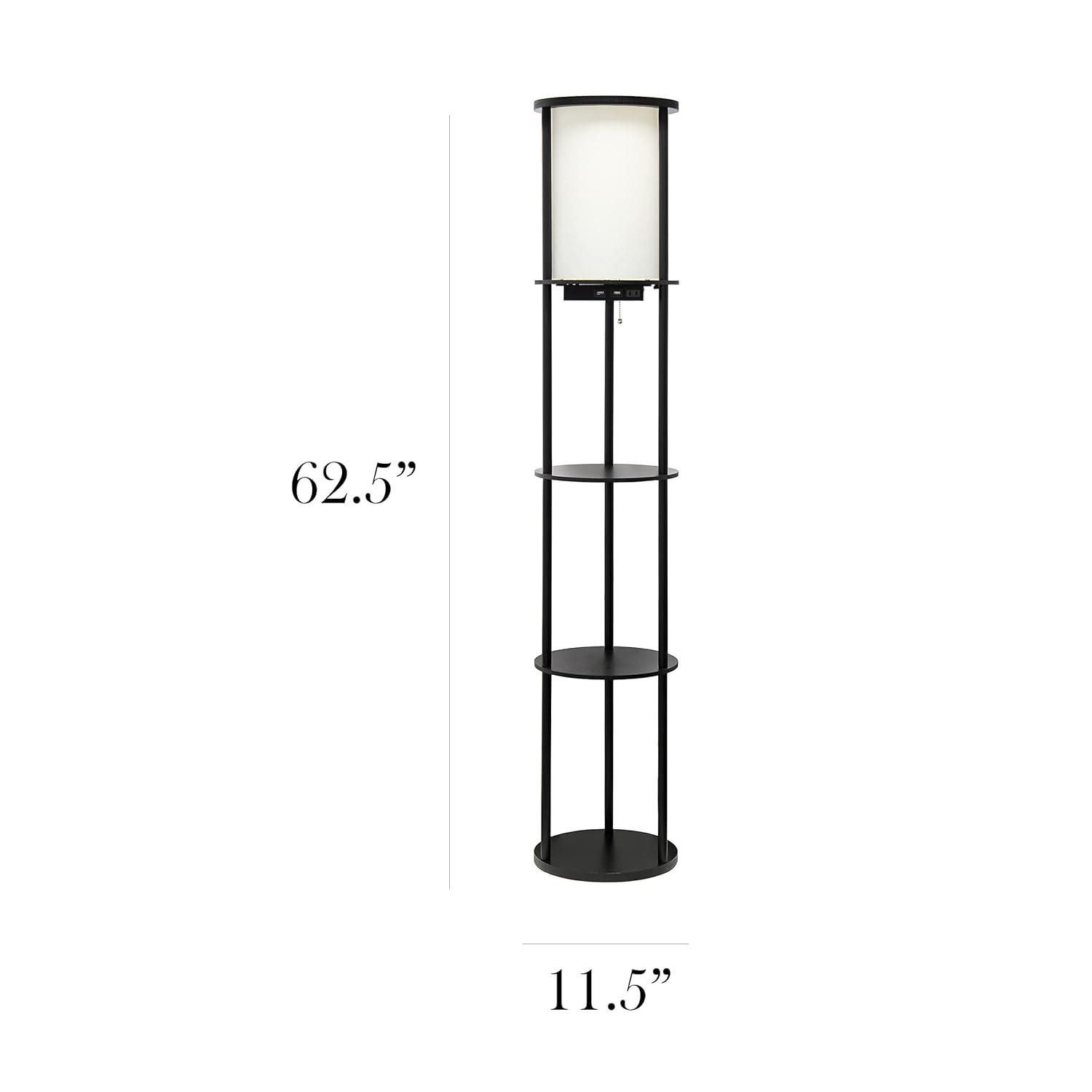 62.5" Round Modern Shelf Etagere Organizer Floor Lamp with Charging Station - Simple Designs