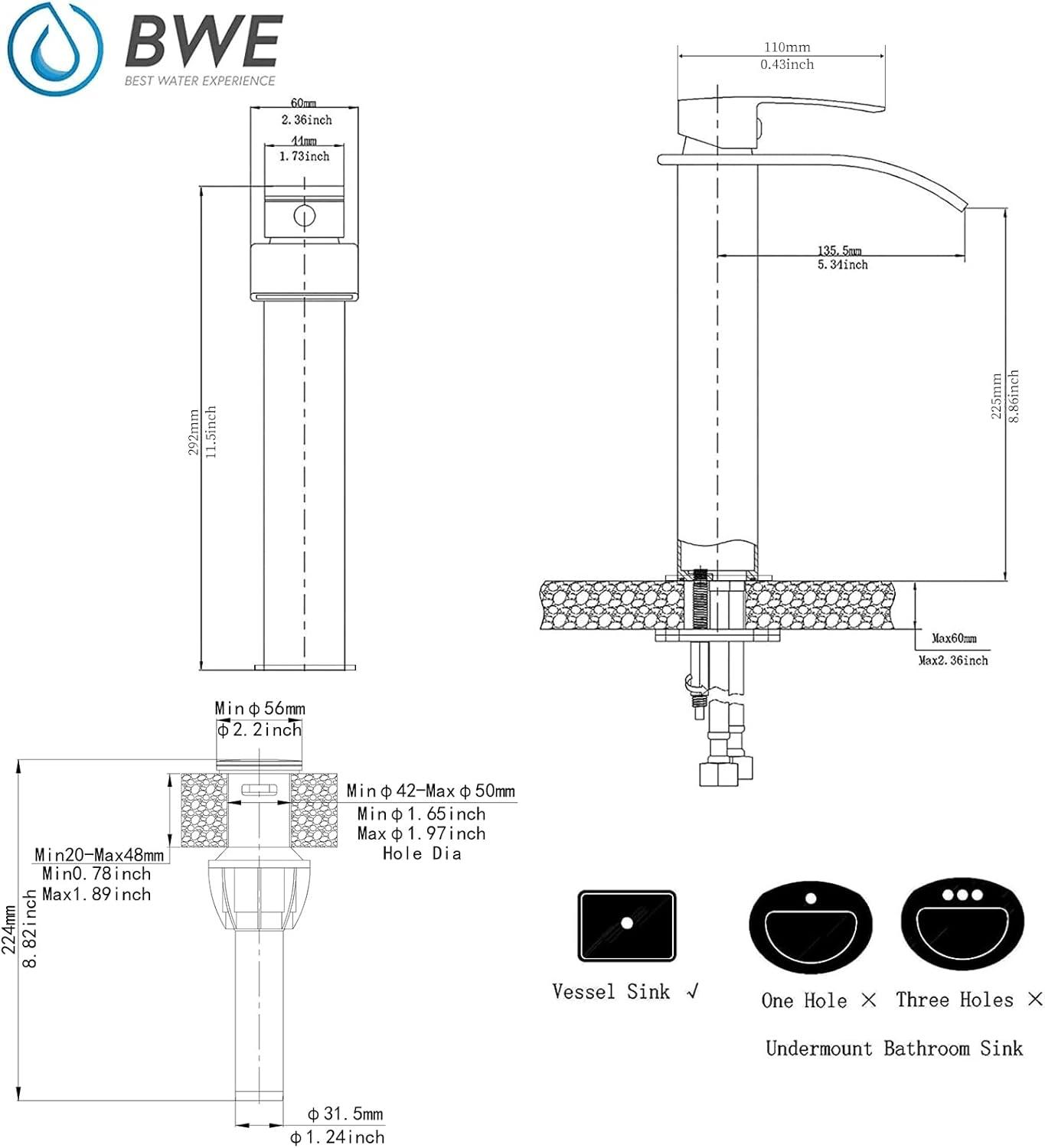 Vessel Sink Faucet Single-handle Bathroom Faucet with Drain Assembly