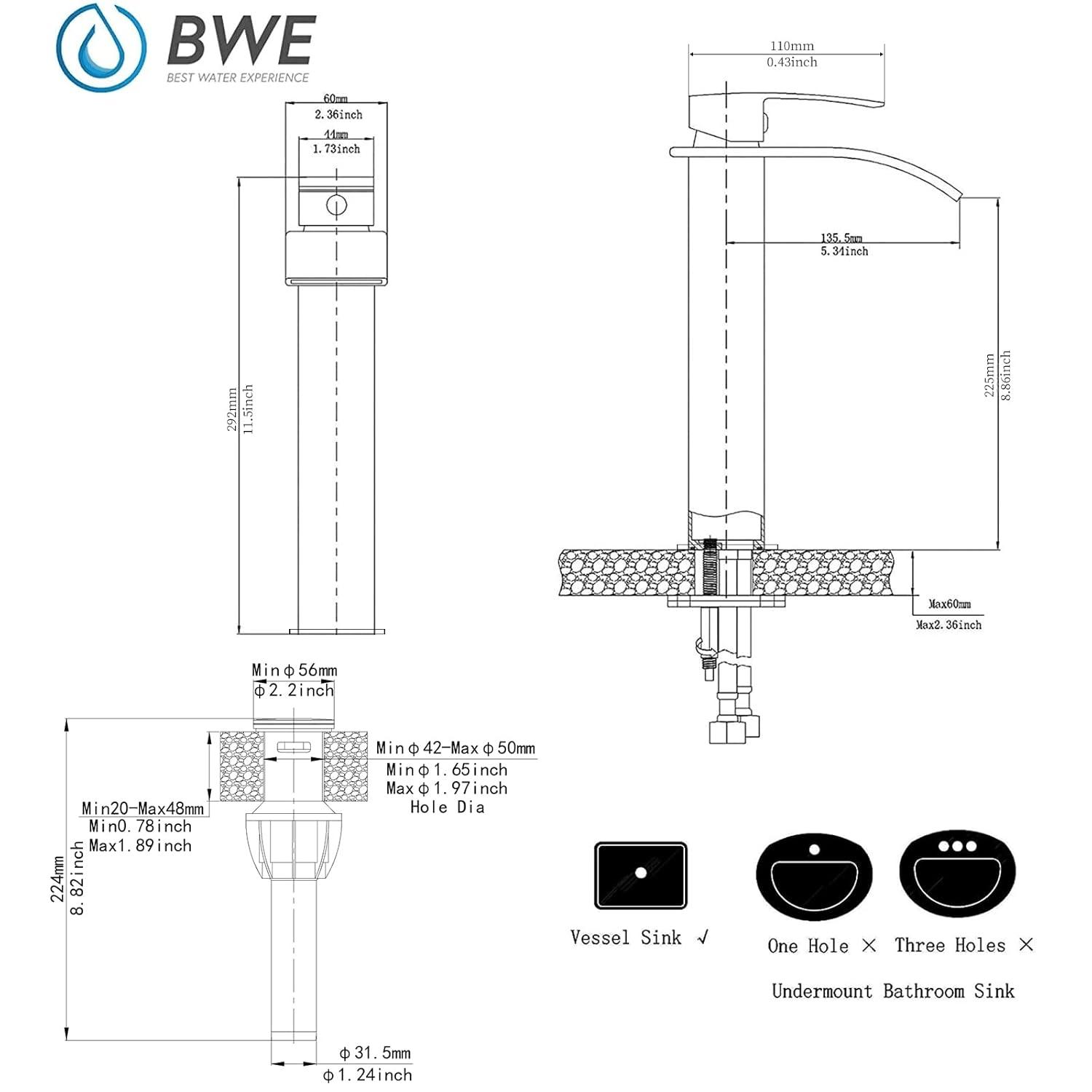 Vessel Sink Faucet Single-handle Bathroom Faucet with Drain Assembly