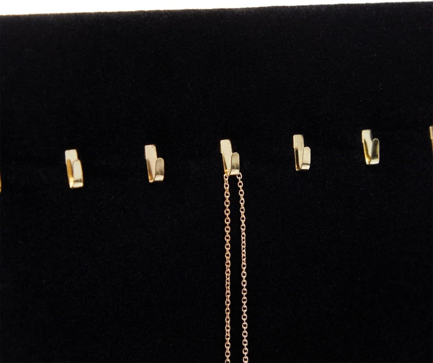 Genie Crafts Genie Crafts 2-Pack Jewelry Display for Selling - Velvet Necklace Holder Stand, Organizer for Retail (17 Hooks, Black)