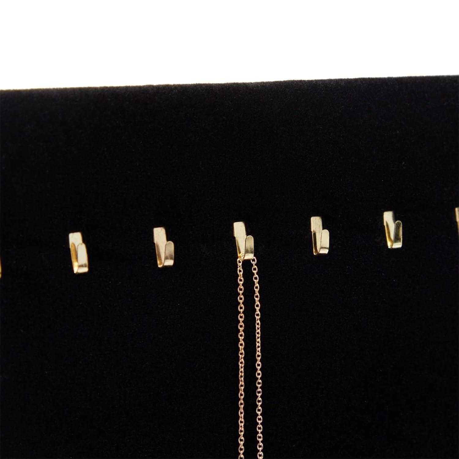 Genie Crafts Genie Crafts 2-Pack Jewelry Display for Selling - Velvet Necklace Holder Stand, Organizer for Retail (17 Hooks, Black)