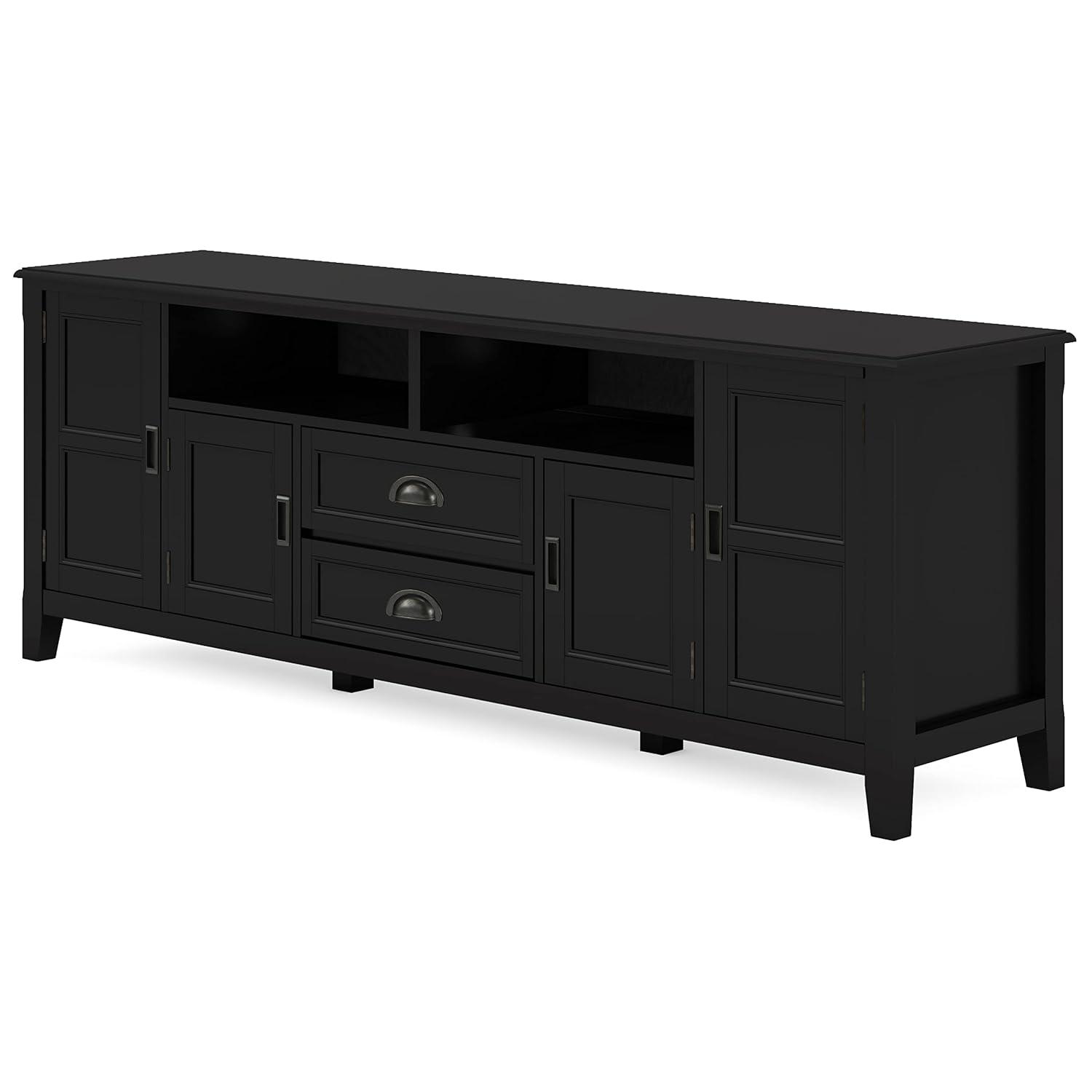 Simpli Home Burlington 72"W Solid Wood TV Stand for TVs up to 80" with 4 Cabinets