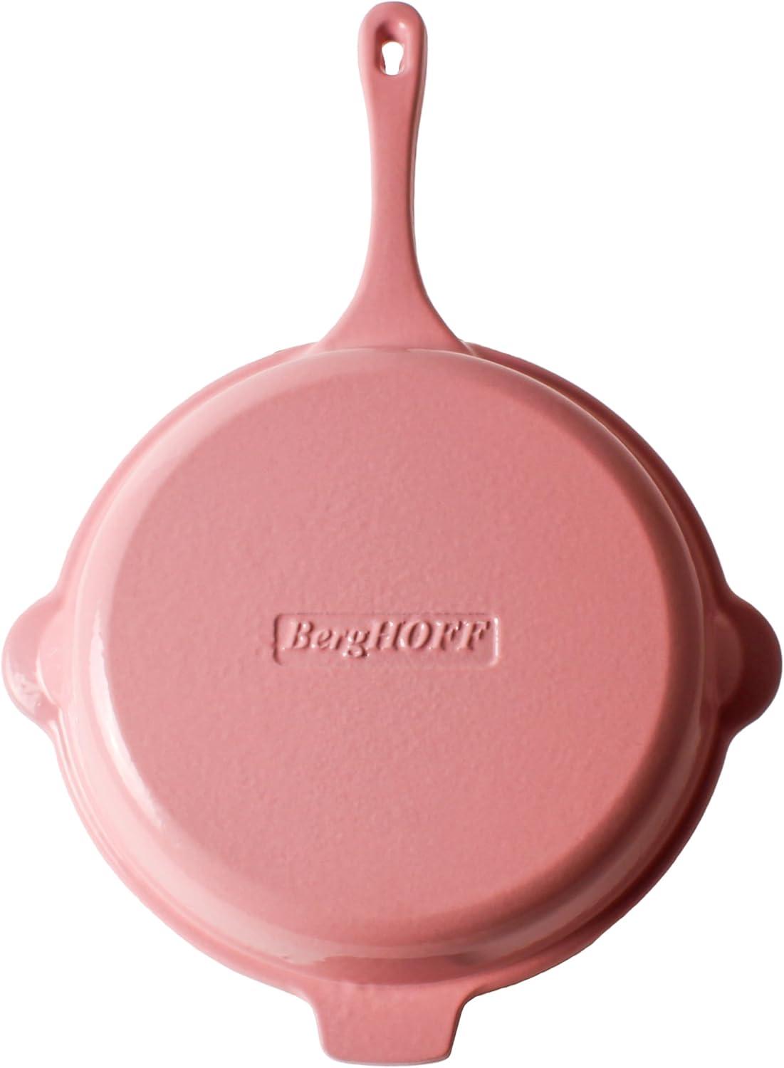 BergHOFF Neo 2Pc Cast Iron Cookware Set, 10" Fry Pan & 11" Grill Pan, Pink