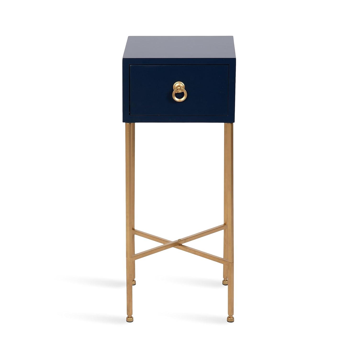 Kate and Laurel Decklyn Square MDF Tea Table, 11.75x11.75x30, Navy Blue