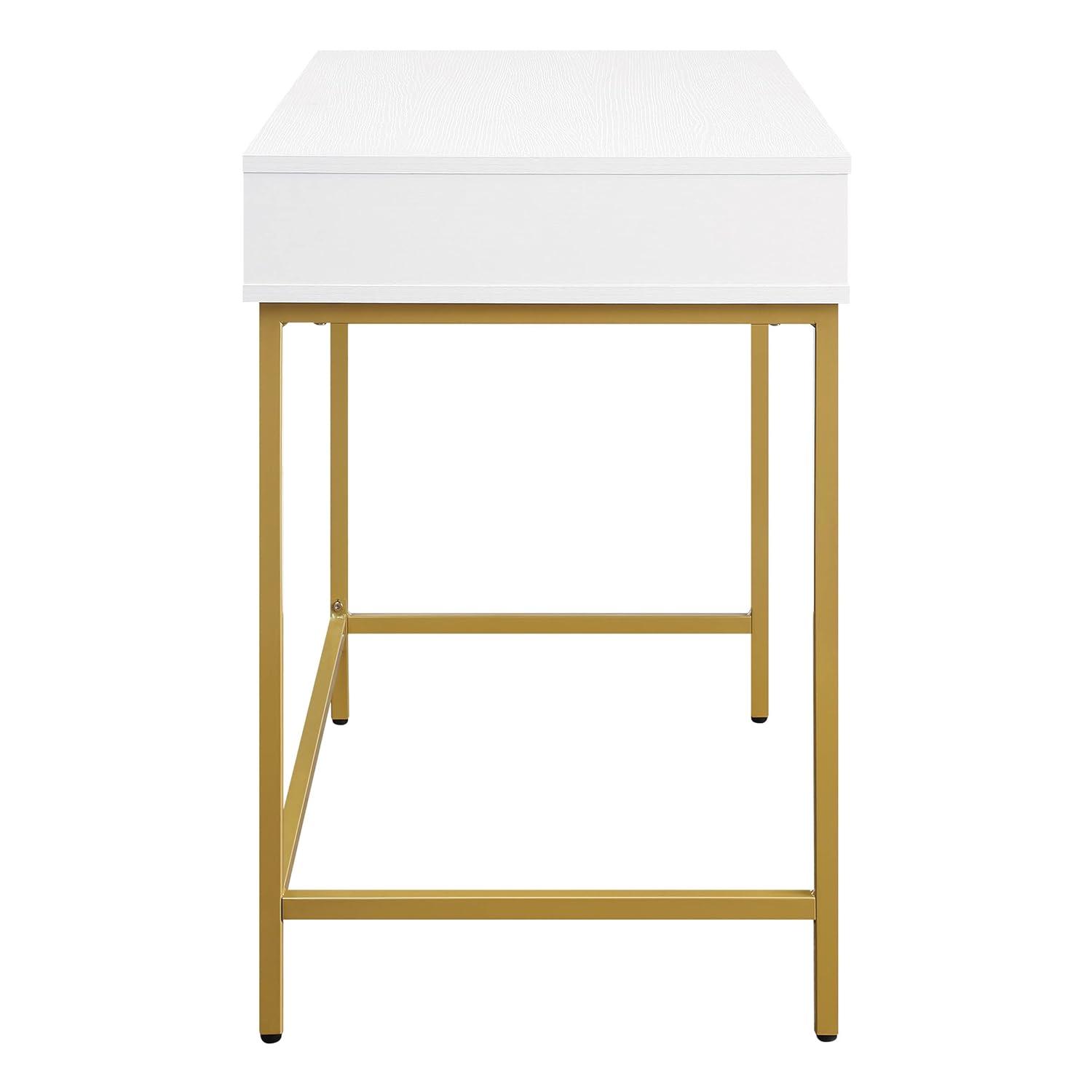 OSP Home Furnishings Modern Life Engineered Wood Desk w/ Metal Legs in White