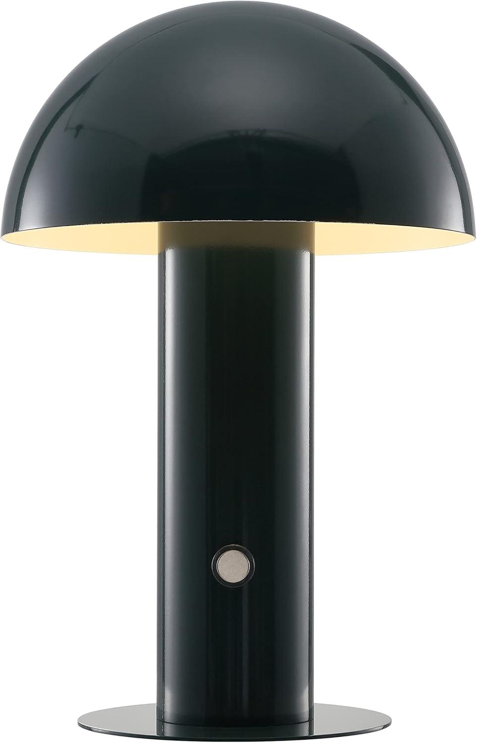 JONATHAN Y JYL7115D Boletus 10.75" Contemporary Bohemian Rechargeable/Cordless Portable Iron Integrated LED Mushroom Table Lamp Modern, Coastal Bedside Desk Nightstand Lamp, Forest Green