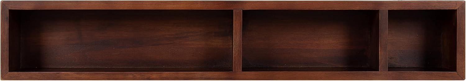 Walnut Brown Wooden Wall Pocket Shelf with Three Compartments