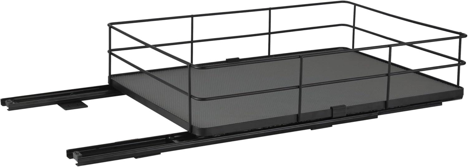 Organize It All 13.8"x20" Slide Out Shelf Organizer: Steel Kitchen Cabinet Storage, Black, 4.5" Height, 16.16 lbs
