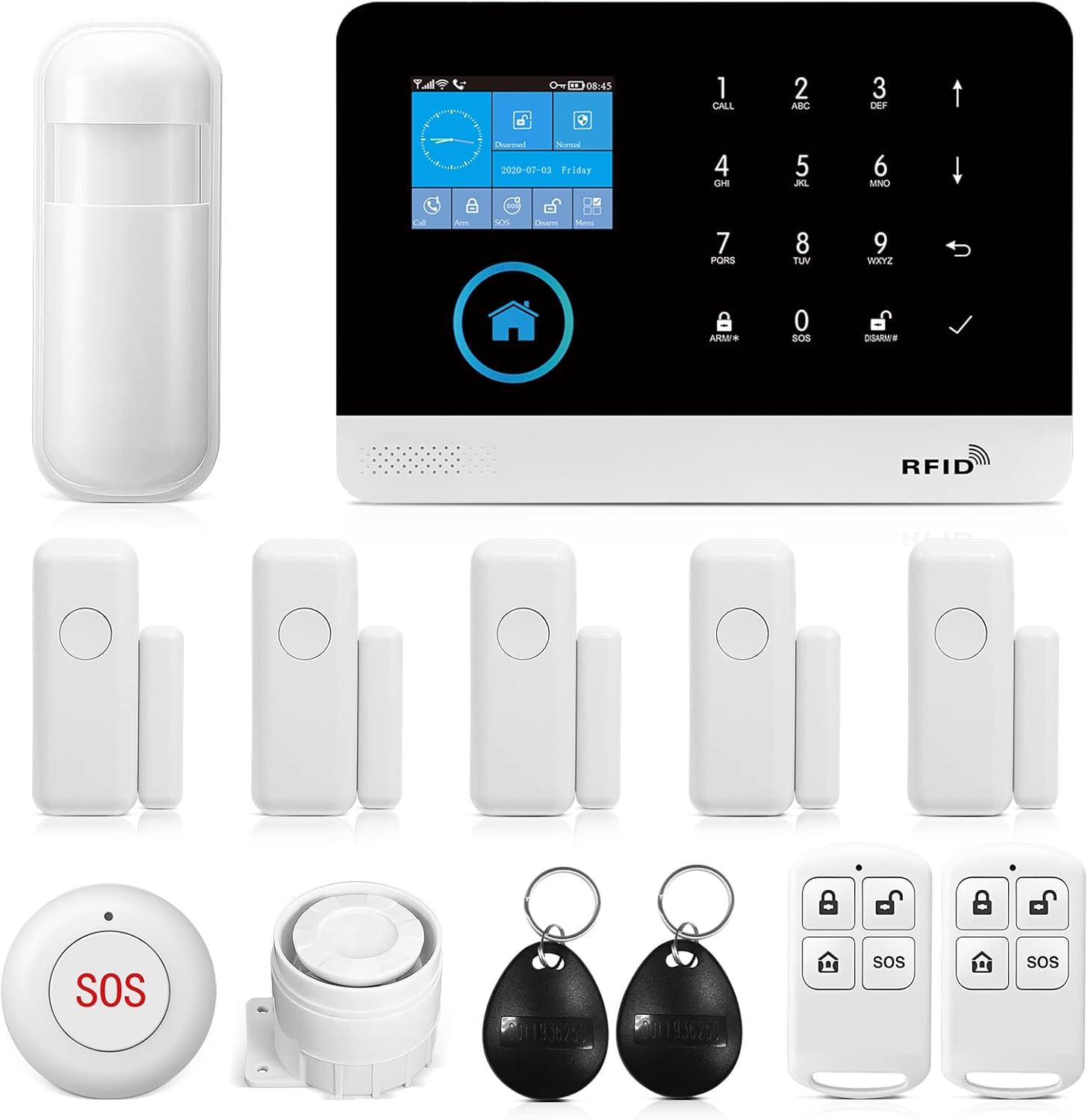 LWOHSI Home Security System,WiFi Wireless Alarm System with Door Window and Motion Sensors,Loud Siren,APP Alerts Push,Compatible with Alexa,NO Monthly Fees for Home Kids Safety (13 Piece Kits)