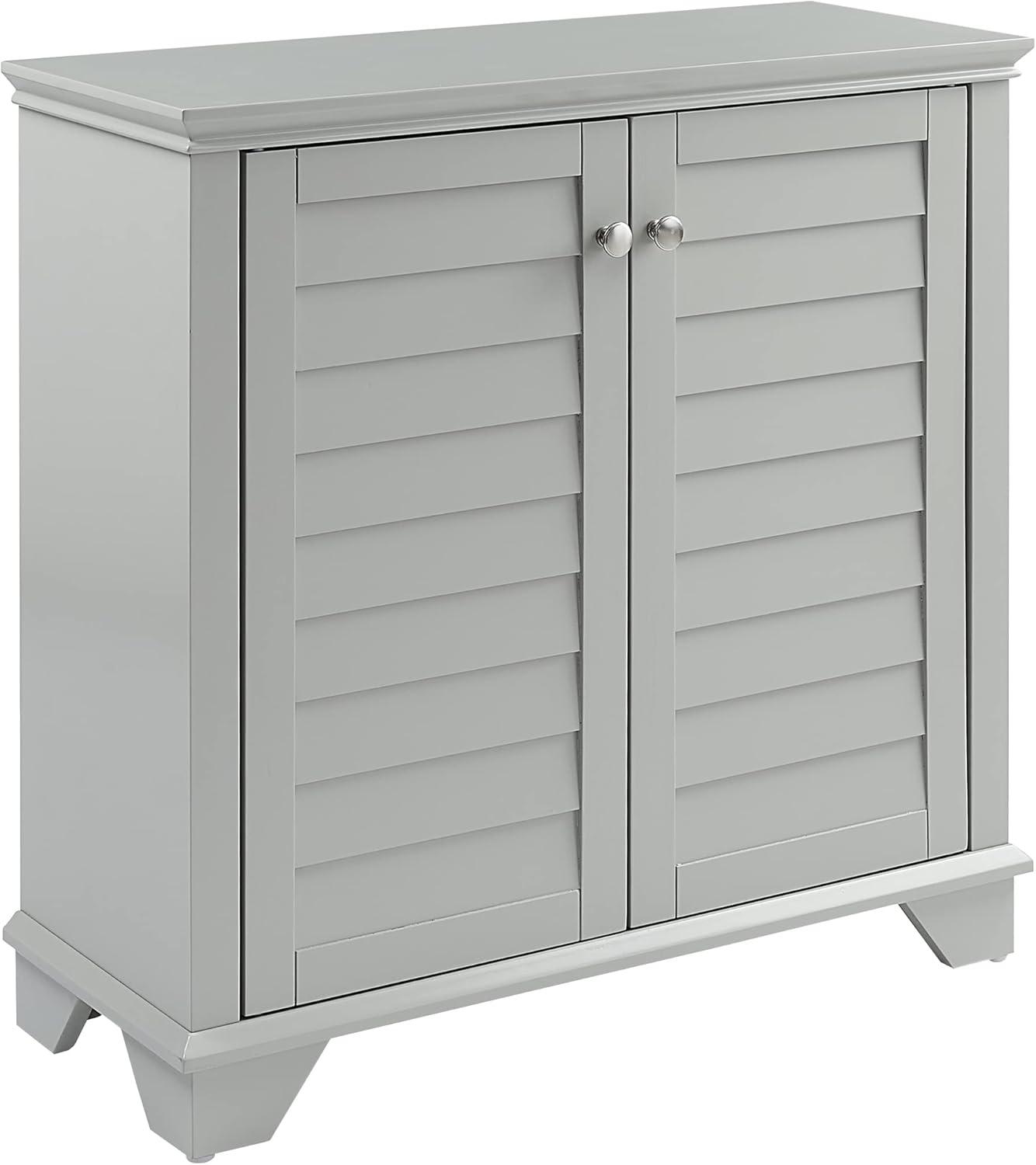 Gray Faux-Louvered Bathroom Storage Cabinet with Adjustable Shelves