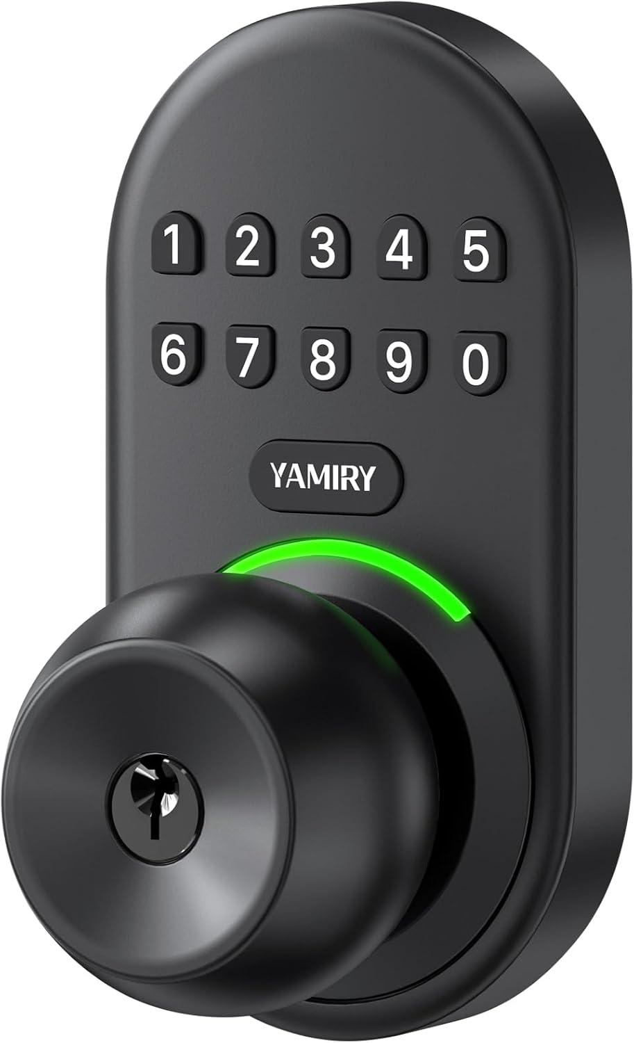 Black Aluminum Keypad Smart Door Knob Lock with Handle