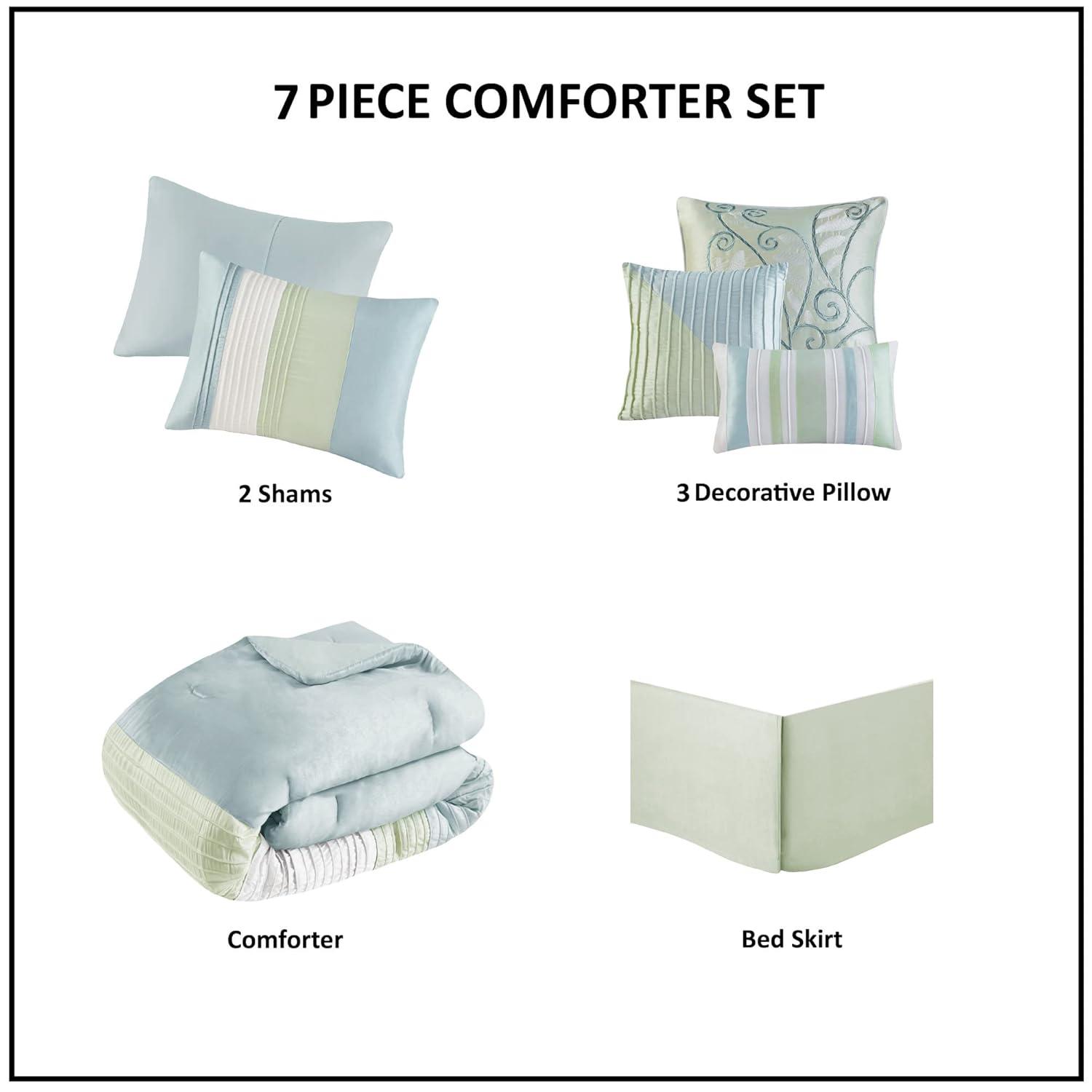 Madison Park Amherst 7 Piece Striped and Pleated Comforter Set