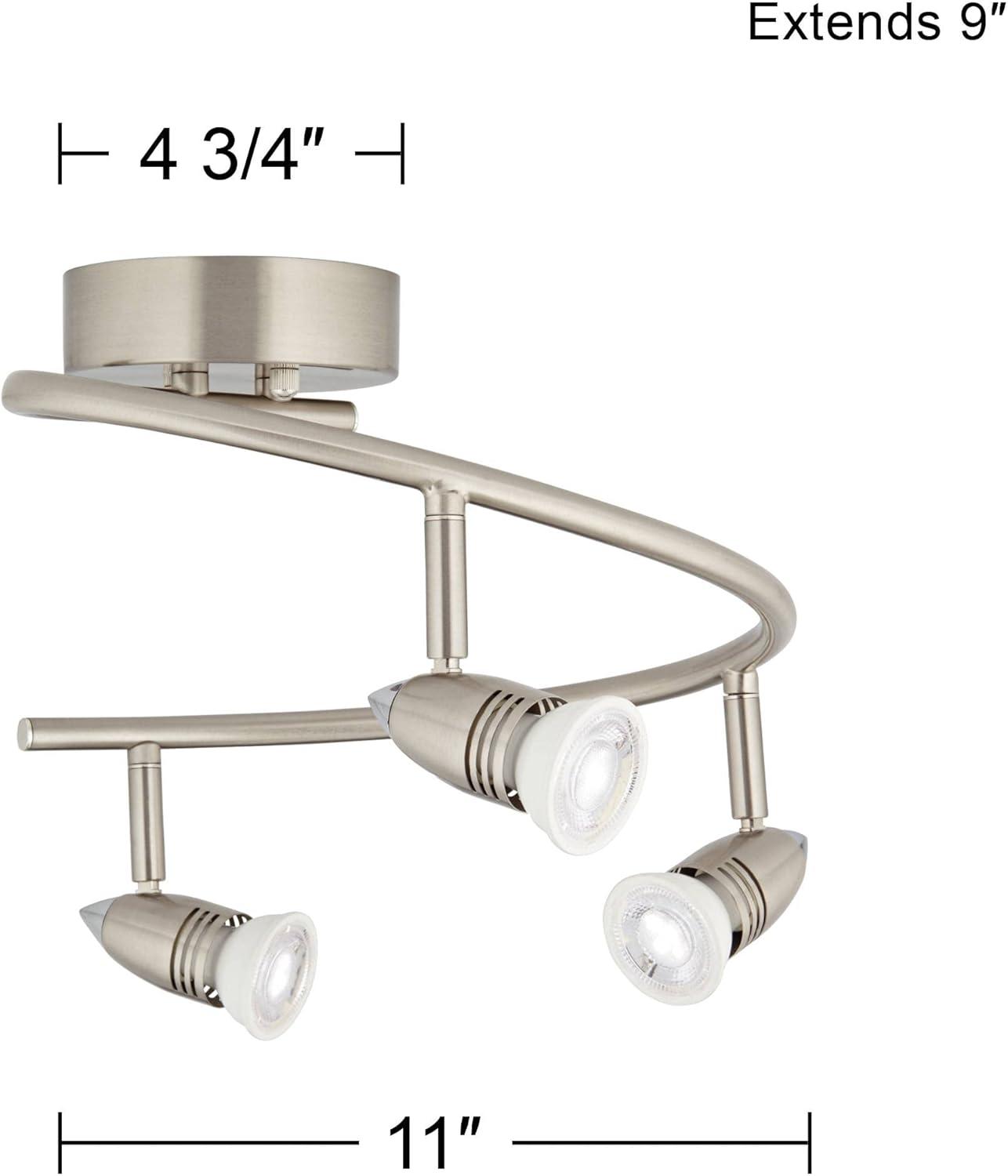 Silver Brushed Nickel 3-Head LED Ceiling Track Light