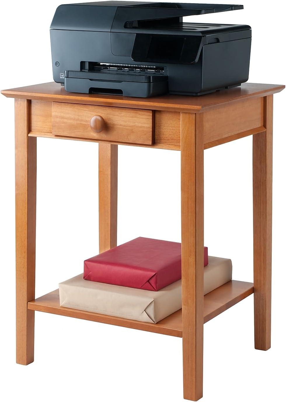 Winsome Studio End / Printer Table Honey: Wood Composite Stand with Drawer, Living Room Accent