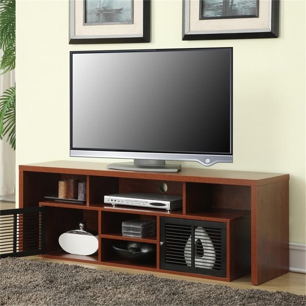 Convenience Concepts Lexington 65 inch TV Stand with Storage Cabinets and Shelves, Cherry