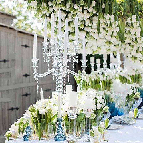 Efavormart 27" Tall Handcrafted Gem Cut 5 Arm Crystal Modern Glass Candelabra Candle Holder Wedding Centerpiece
