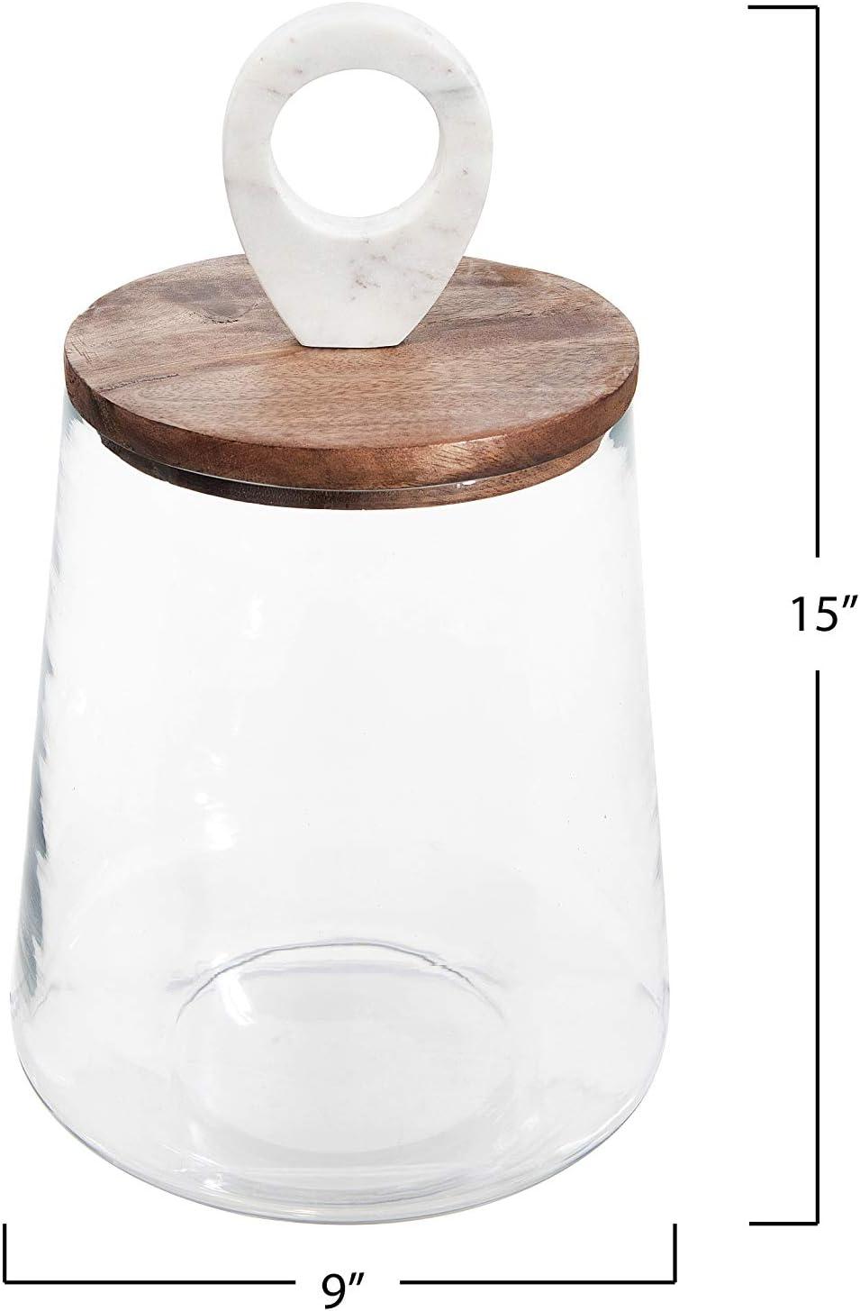 Clear Glass Jar with Mango Wood and Marble Lid by Sprinkle & Bloom