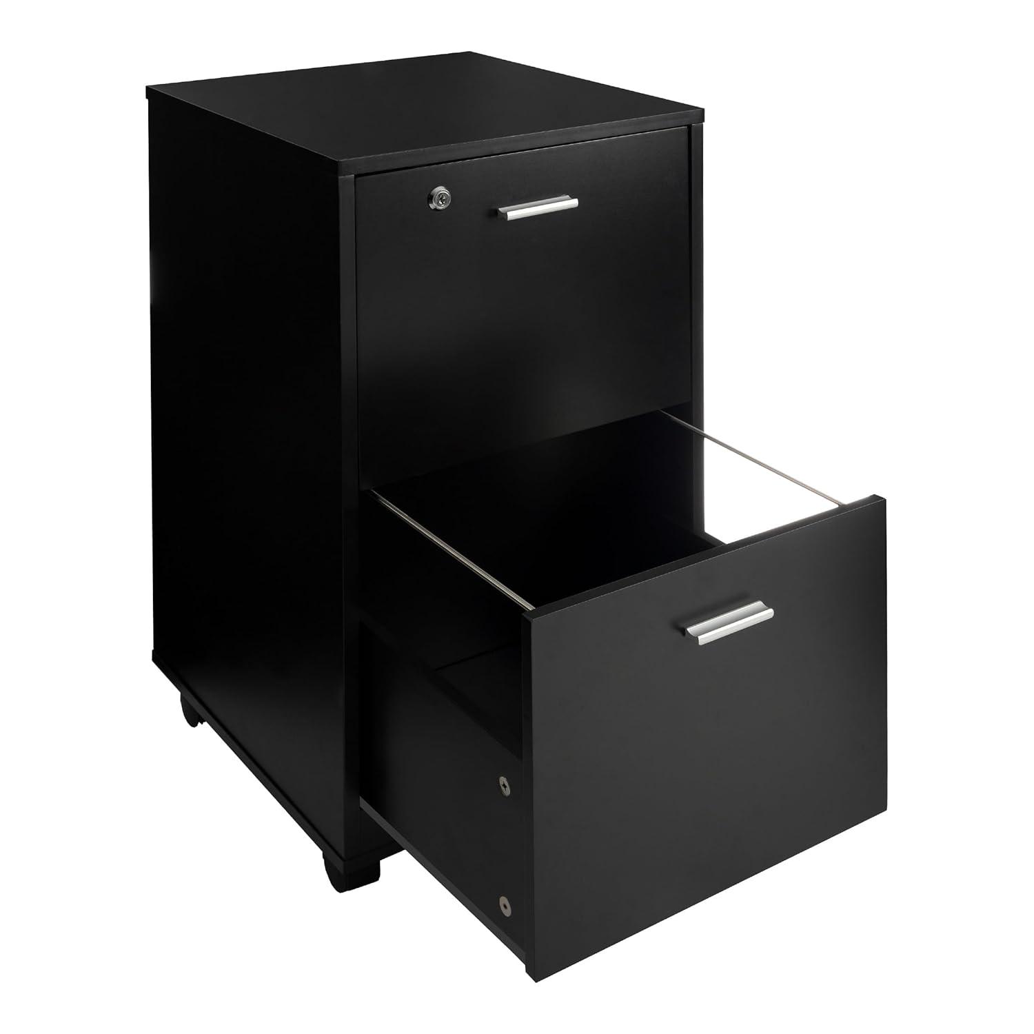 Lavish Home 2-Drawer File Cabinet with Lock and Rolling Wheels (Black)