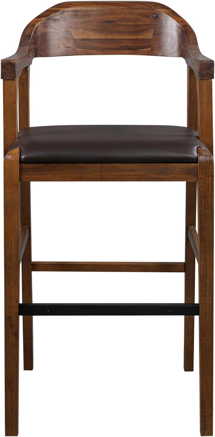 Rasmus Stationary Barstool: 29" Faux Leather, Eco-Friendly Wood, Fixed Height - Boraam