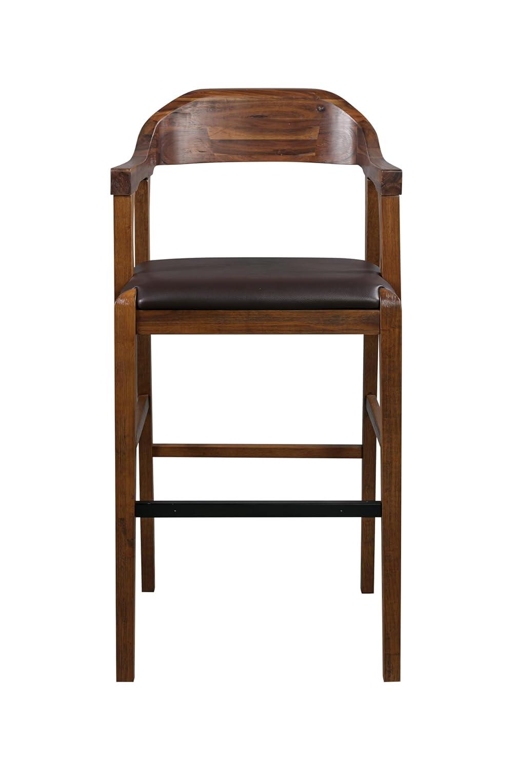 Rasmus Stationary Barstool: 29" Faux Leather, Eco-Friendly Wood, Fixed Height - Boraam
