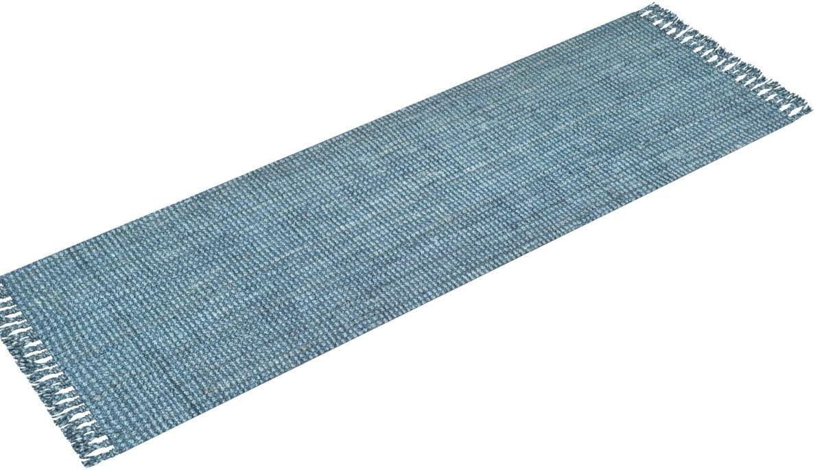 Nuloom 2x8 Daniela Jute Tassel Hand Woven Indoor Area Rug, Blue, Solid Chunky Farmhouse Design, Natural Fiber BedroomLiving Room