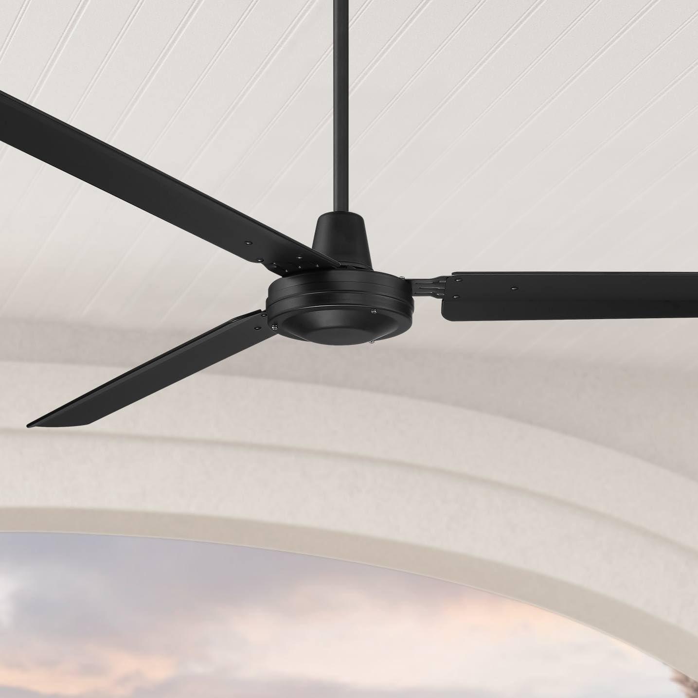 Casa Vieja 72" Casa Velocity Large Modern Indoor Outdoor Ceiling Fan 3 Blade Wall Control Matte Black Finish Bedroom Living Room Damp Rated