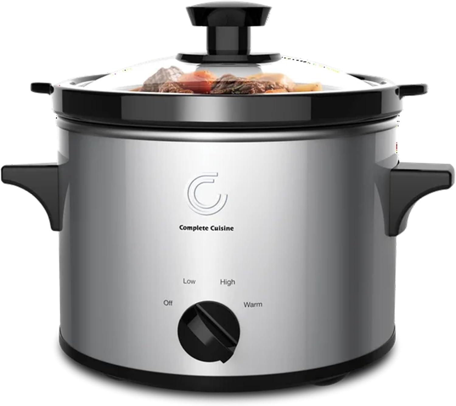Complete Cuisine CC-3000-SL 3-Quart Round Stainless-Steel Slow Cooker