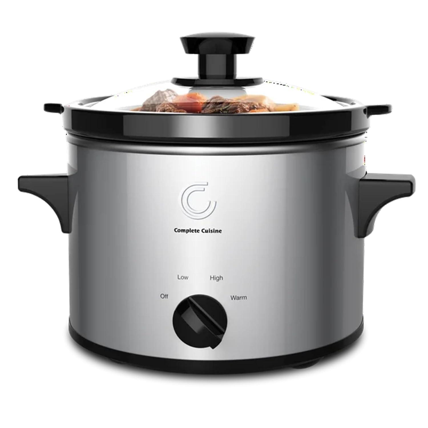 Complete Cuisine CC-3000-SL 3-Quart Round Stainless-Steel Slow Cooker