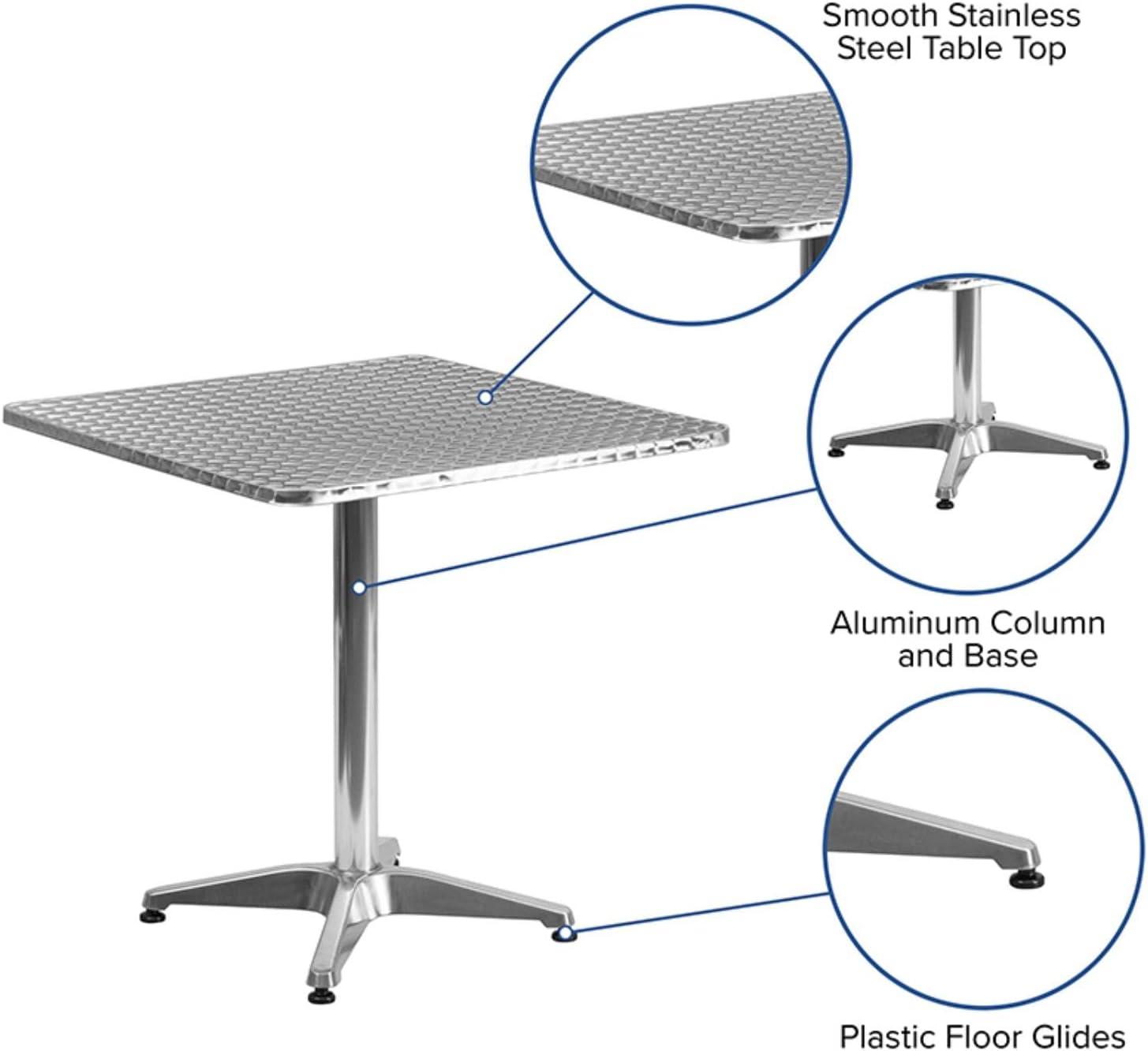 Flash Furniture Mellie 27.5'' Square Aluminum Indoor-Outdoor Table with Base