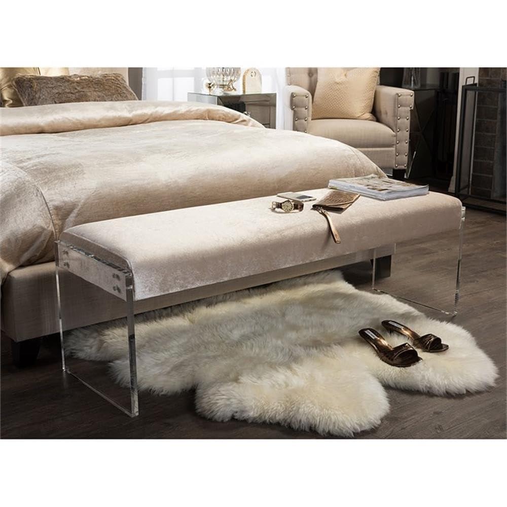 Polyester Blend Upholstered Bench