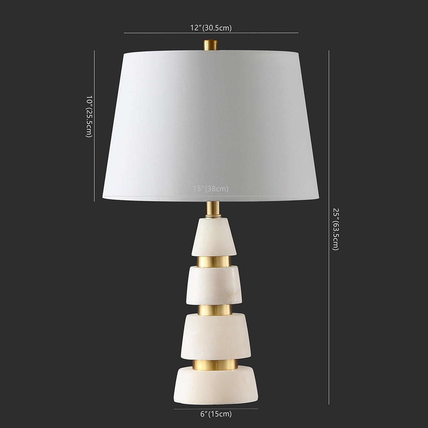 White and Gold Alabaster 25-inch Table Lamp