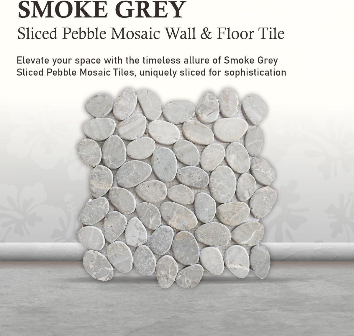 b.o.i Hawaii 12" x 12" Natural Stone Pebbles Mosaic Wall & Floor Tile