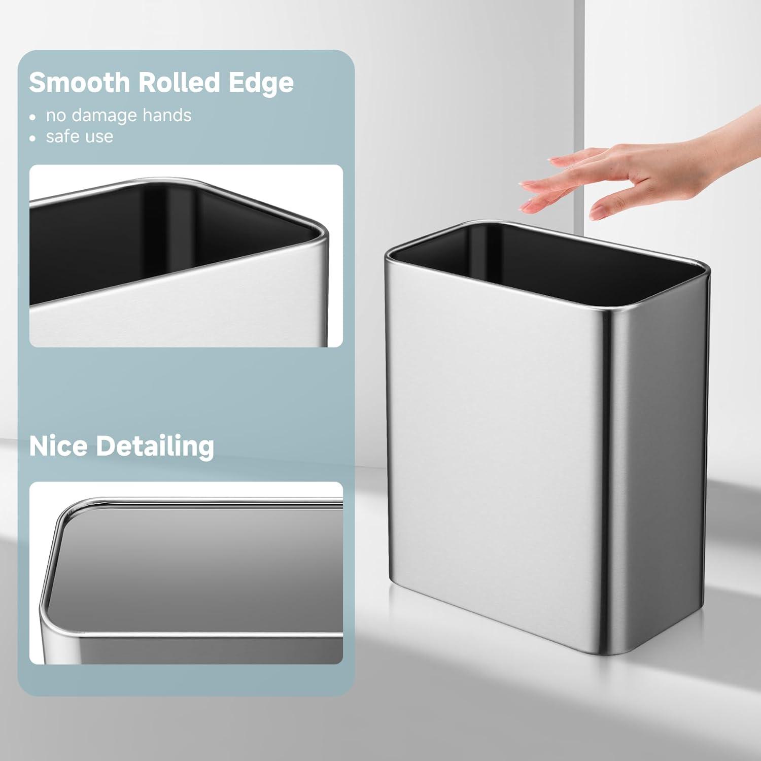 Stainless Steel Open-Top Trash Can - 2.1 Gallons