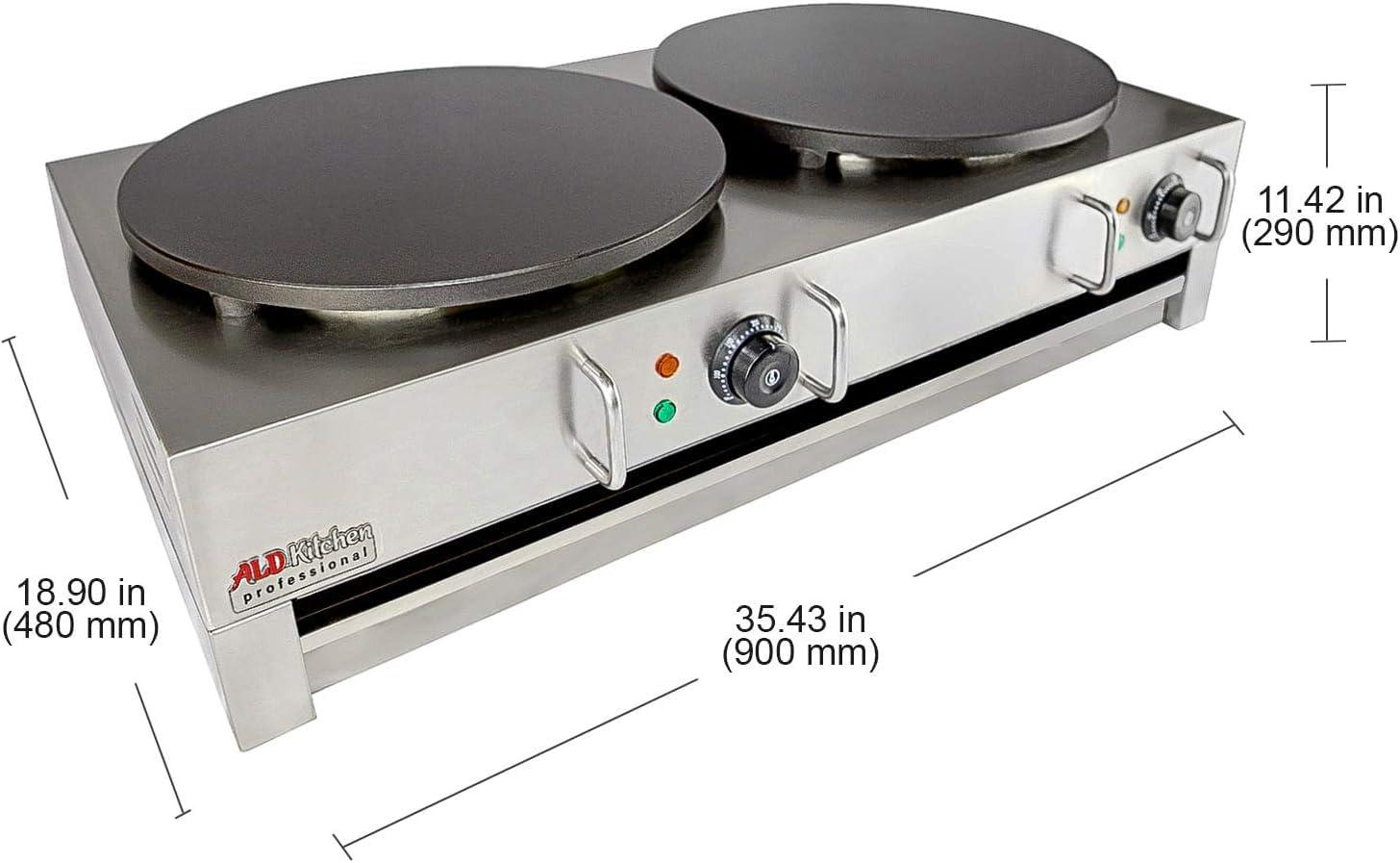 ALDKitchen Crepe Maker Commercial | Electric Pancake Maker | Nonstick 16 Plate | 110V