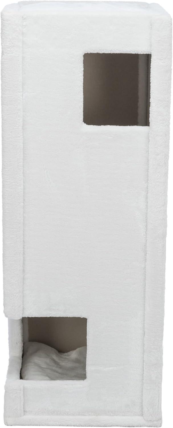 TRIXIE Gerardo Plush & Sisal 3-Story 39.4" Cat Condo Tower with Removable Cushions, Brown-White