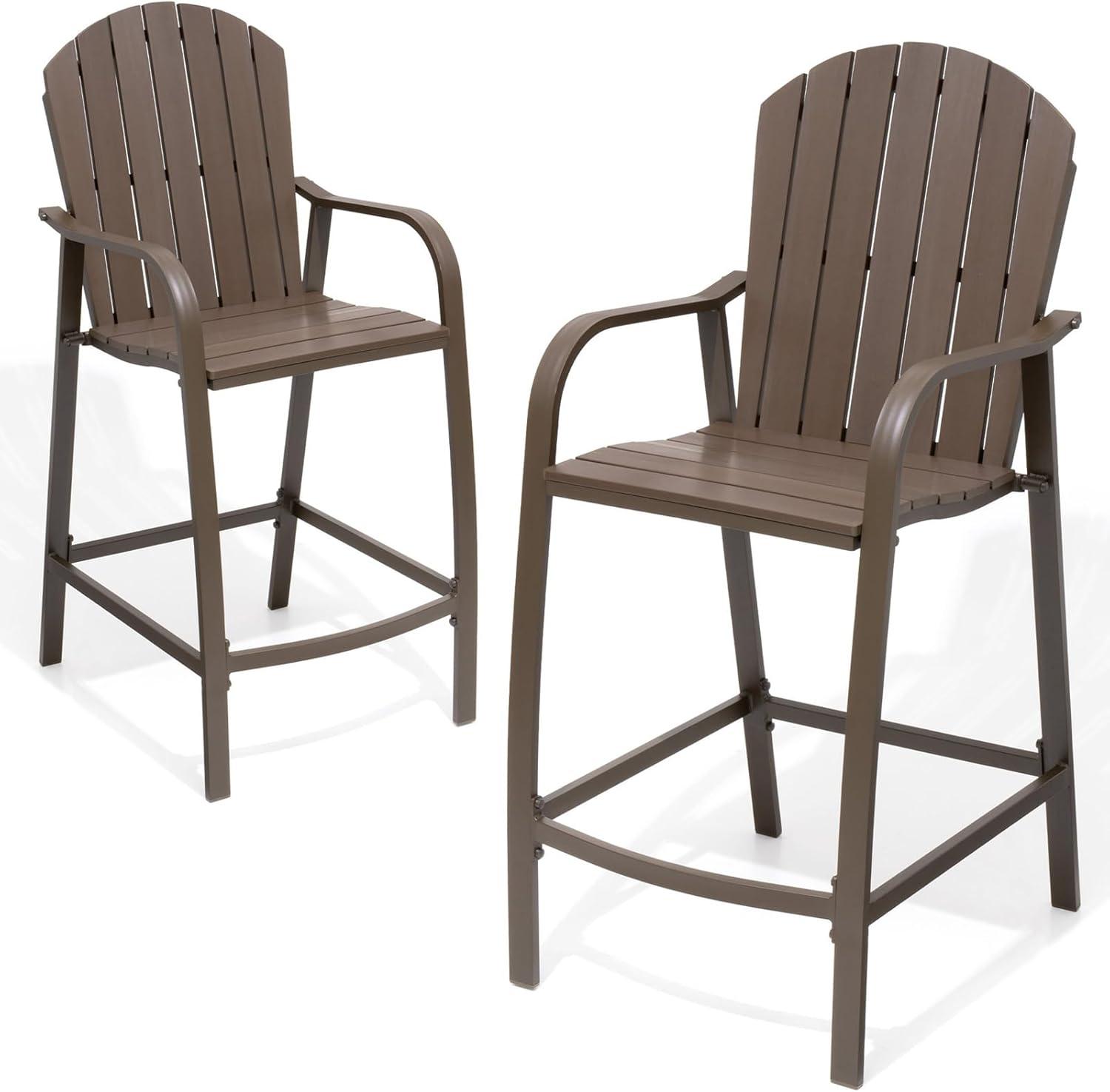 2pc Outdoor Counter Height Bar Stools - Brown - Crestlive Products: Aluminum Frame, Weather-Resistant Patio Seating