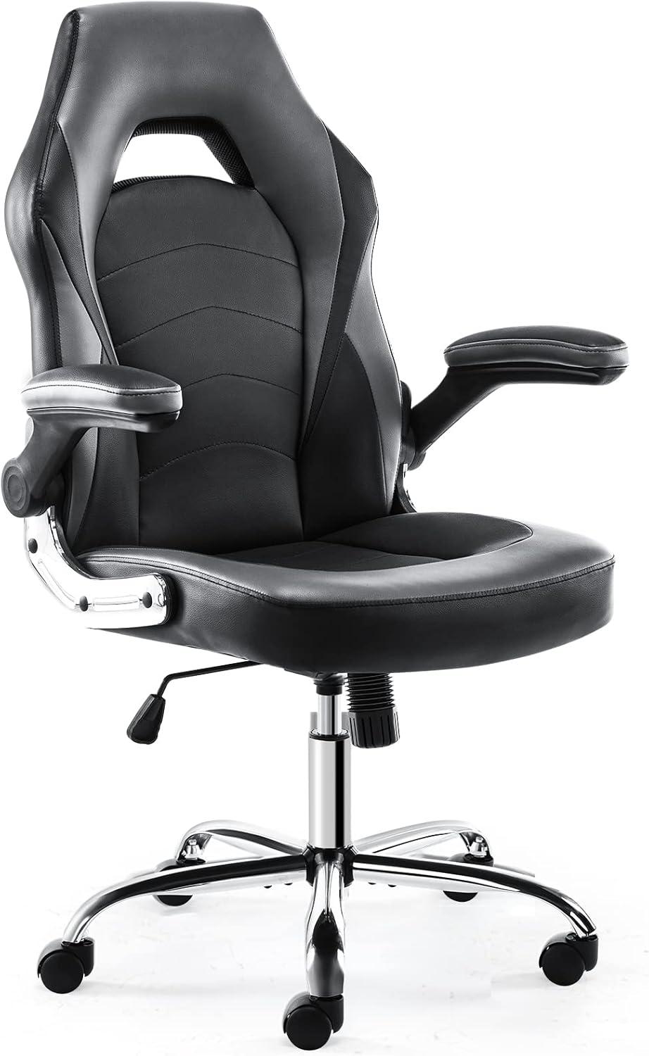 Ergonomic Black and Gray PU Leather Gaming Office Chair