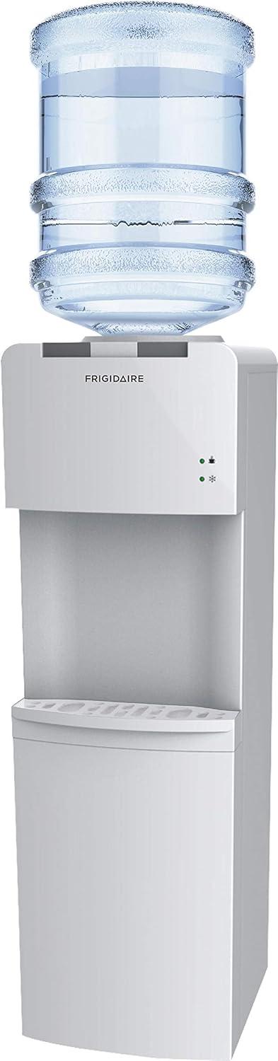Frigidaire Water Cooler White: Freestanding Electric Dispenser, 5 Gallon Capacity, Hot & Cold, Safety Switch