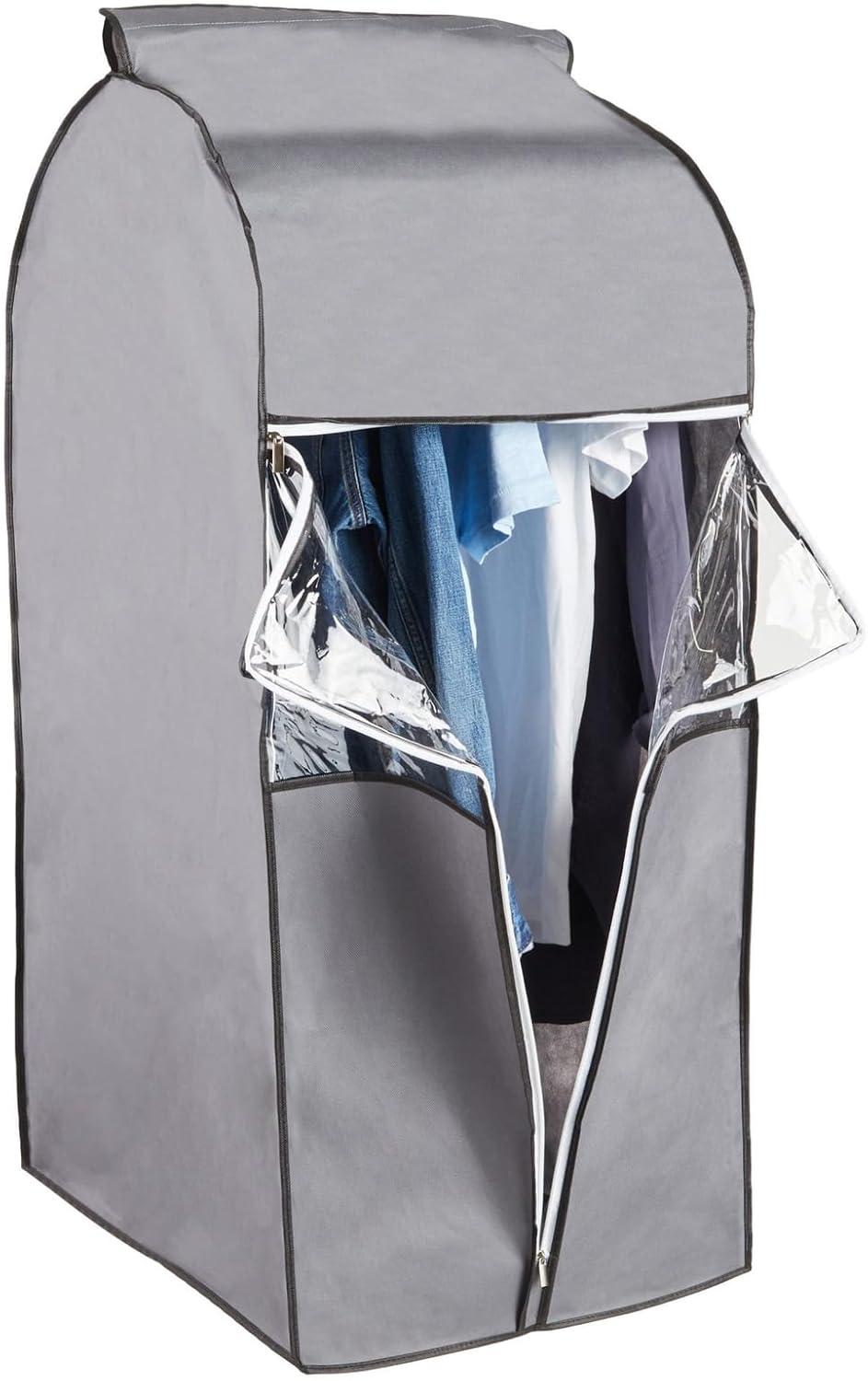 Stockroom Plus 2 Pack Hanging Garment Bags for Closet Storage with Window, Large, Grey, 20x54x24 In