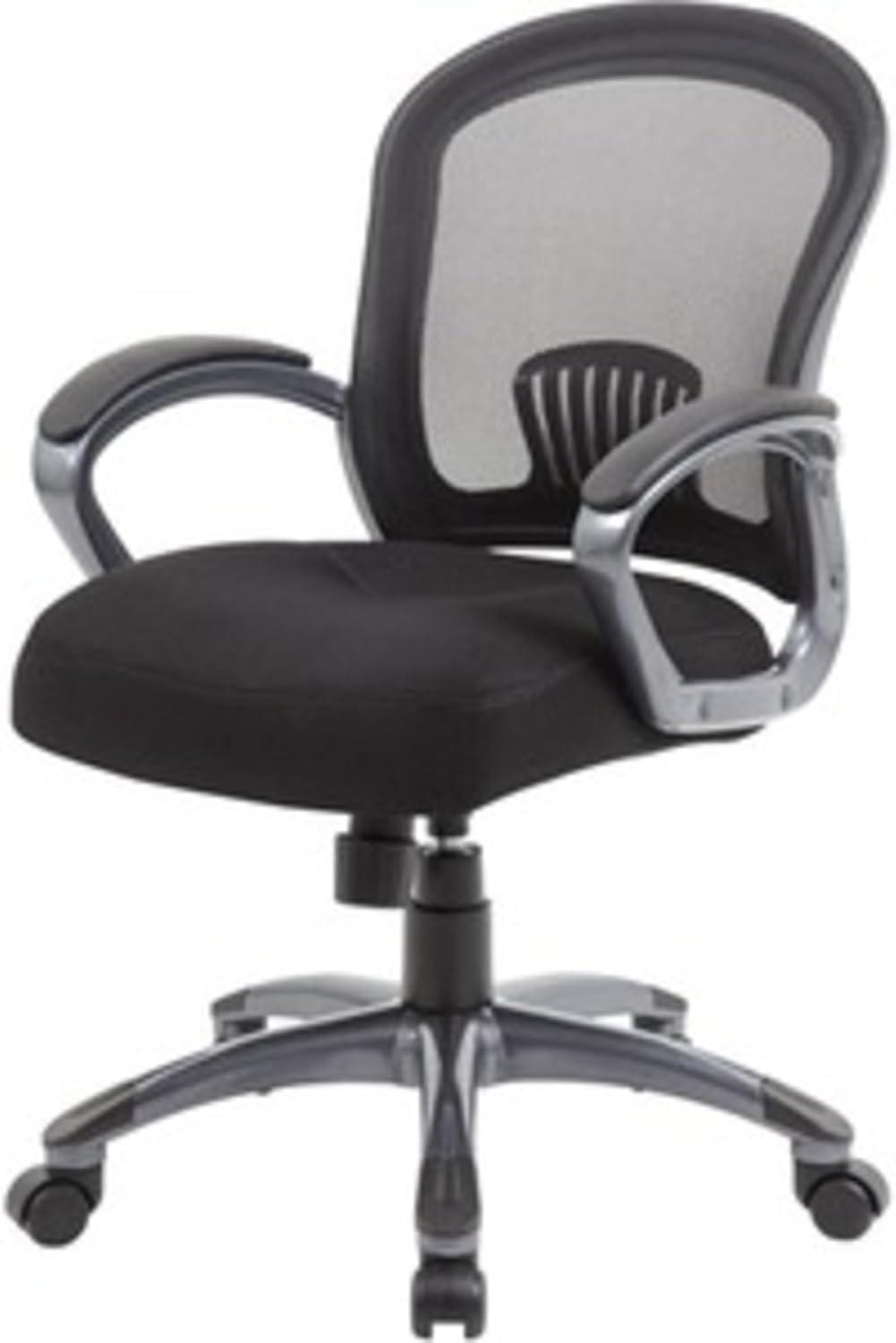 Ergonomic Mesh Task Chair Black - Boss: Swivel, Lumbar Support, Adjustable Height