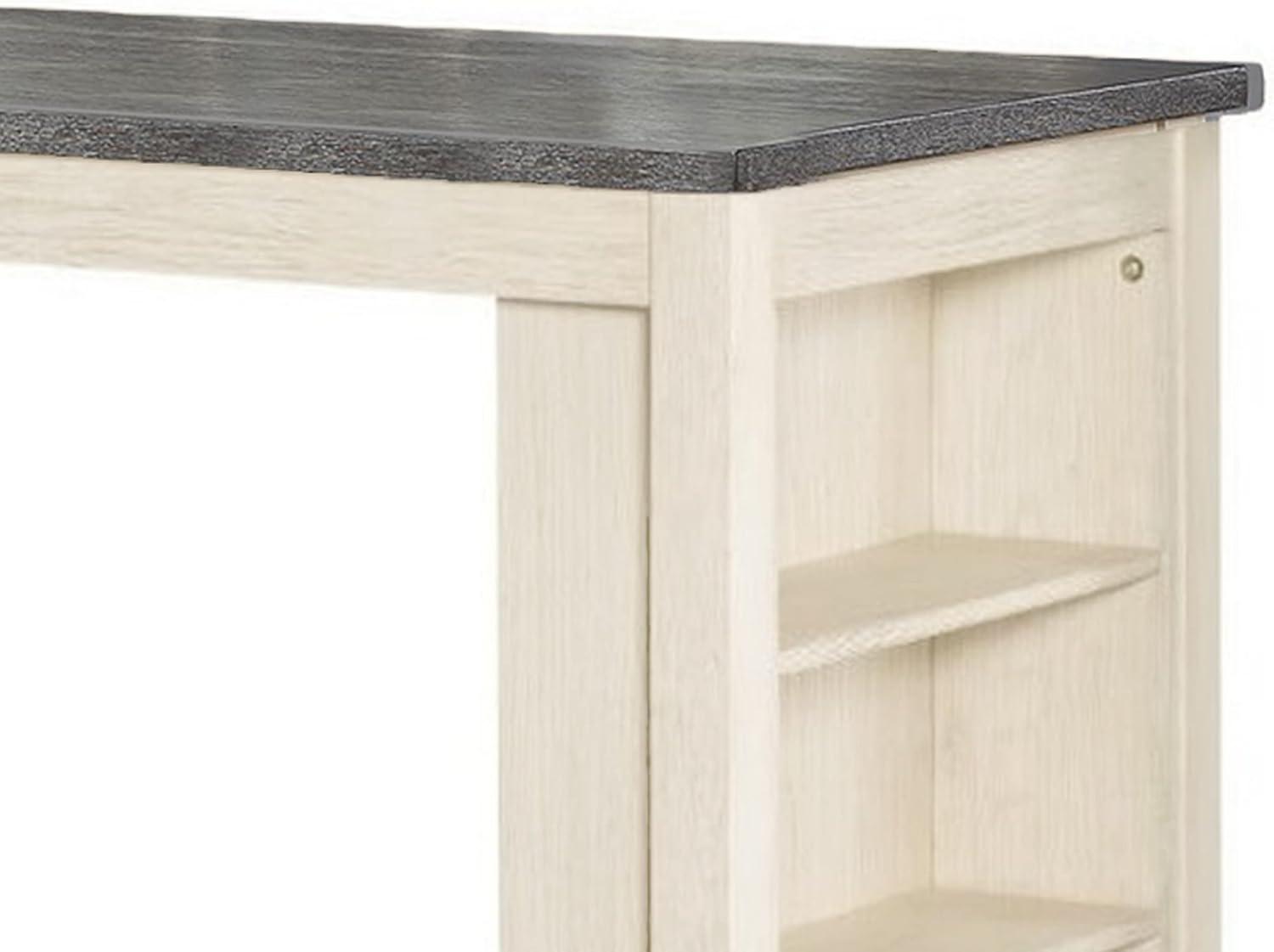 Joss 60 Inch Cottage Counter Height Table 2 Tone Wood Gray Top Cream Base - Saltoro Sherpi