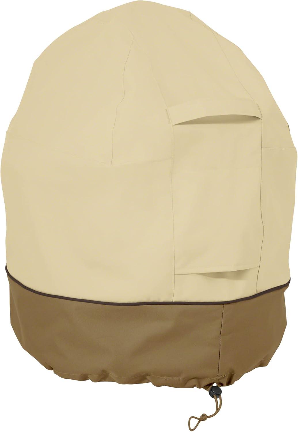 Tan and Brown Water-Resistant BBQ Grill Cover with Elastic Closure