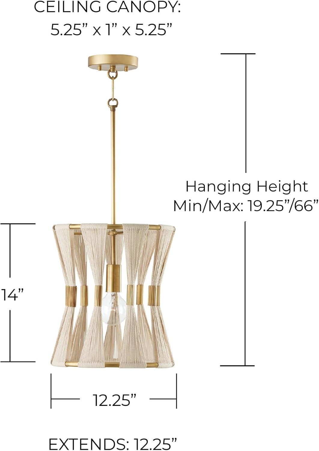 1 Light Pendant-Bleached Natural Rope/Patinaed Brass Finish Capital Lighting 341111Np