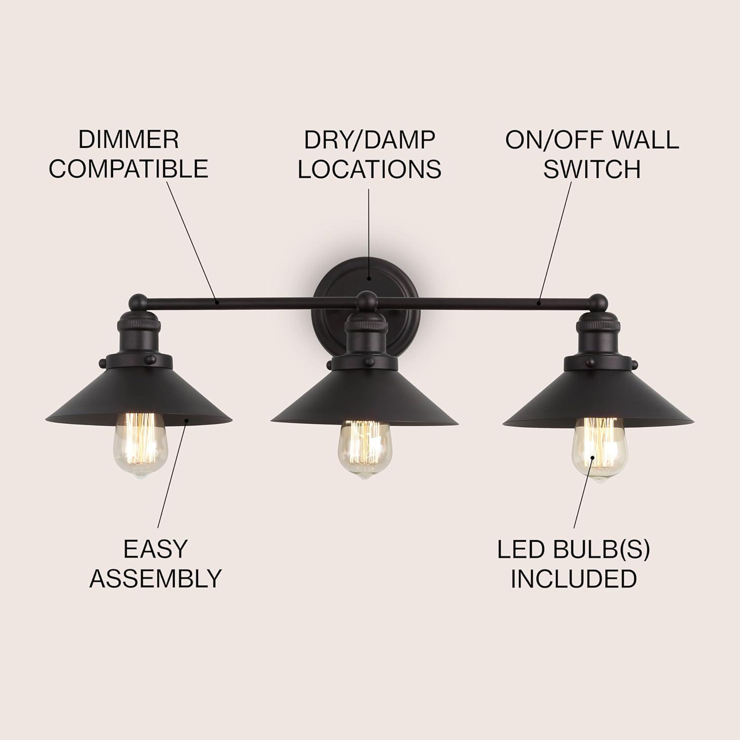 July 26.5" 3-light Metal Vanity Light, Oil Rubbed Bronze