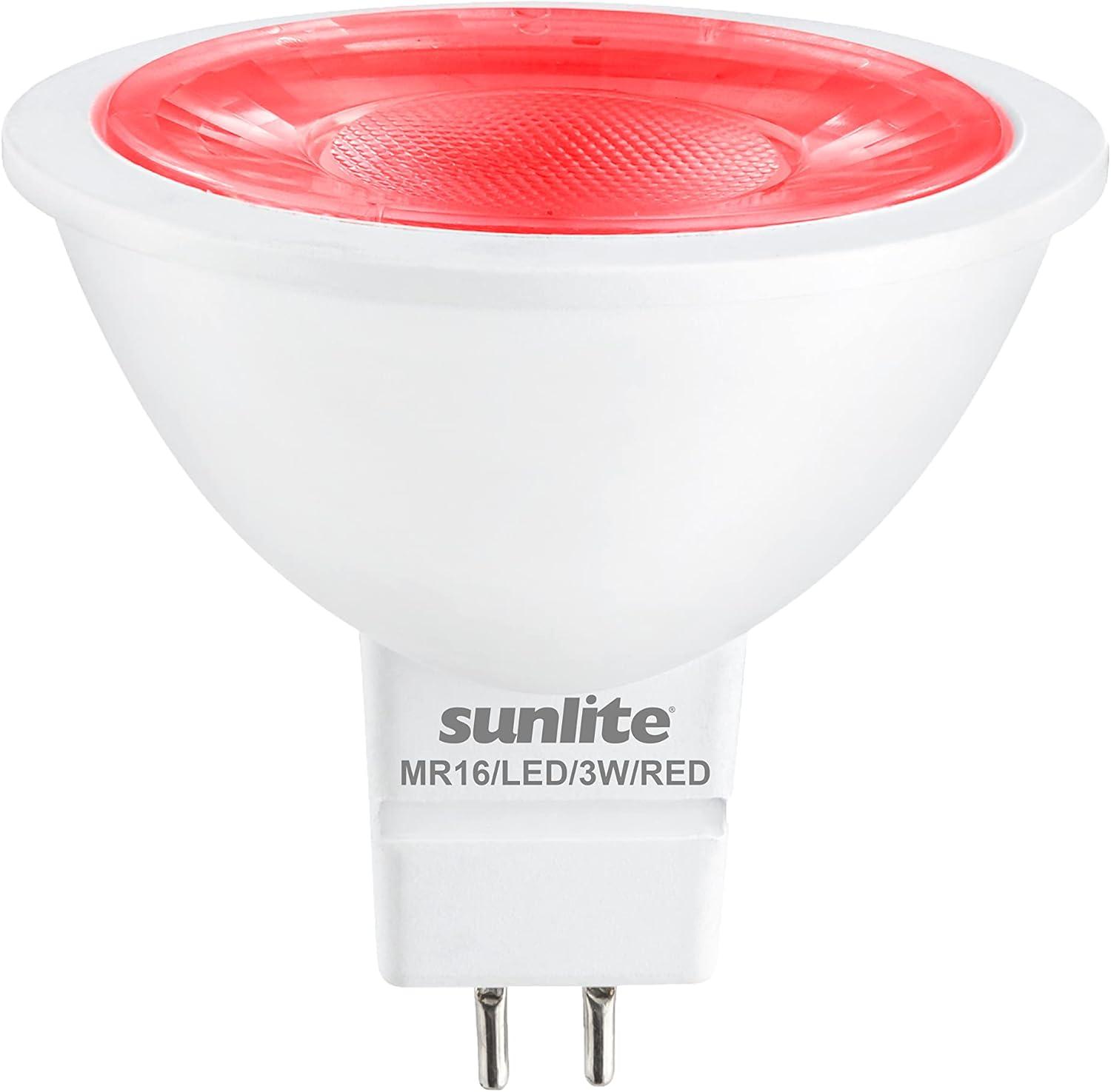 Sunlite 80855 LED MR16 Reflector Spotlight Bulb, 90 Lumens, 3 Watts (25W Halogen Bulb EQ) 12V, GU5.3 Bi-Pin Base, Non-Dimmable, Party Decoration, Holiday Lighting Red Color, 1 Count